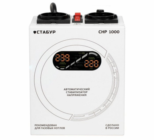 Стабилизатор напряжения релейный СНР-1000 Н2П СТАБУР (настенный, 2 розетки, с панелью индикации) (К)