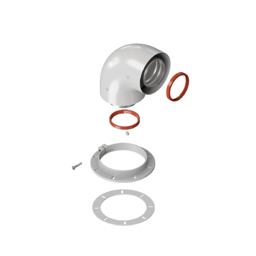 Отвод котловой коаксиальный 60/100 (K-02F) в комплекте с фланцем KRATS (К)