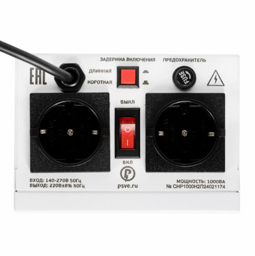 Стабилизатор напряжения релейный СНР-1000 Н2П СТАБУР (настенный, 2 розетки, с панелью индикации) (К) фото 2